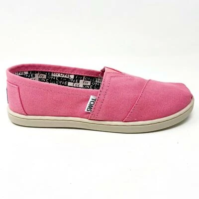 Toms Classics Pink Canvas Youth Girls Slip On Casual Flat Shoes - Image 1 of 4