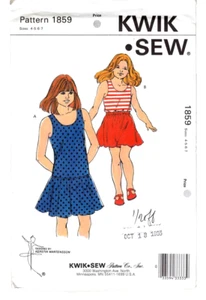 Kwik Schnittmuster #1859 Größe 6 Mädchen Mädchen Kleid Top & Rock 1988 ungeschnitten - Bild 1 von 2