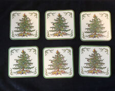 Spode ~ Christmas Tree ~ (Set of 6) Square Corkback Coasters