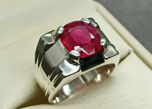 Raro Anillo Rojo Profundo Rubí Para Hombre Plata Esterlina 925 Anillo Roby Hecho a Mano Anillo Yakoot - Imagen 1 de 12