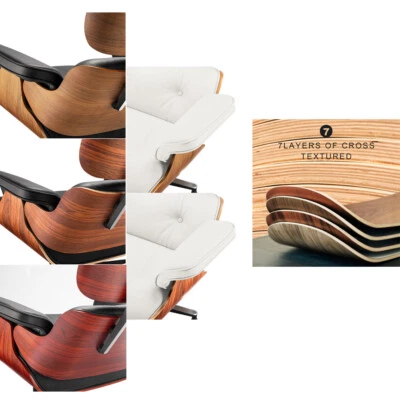 Sillón giratorio ProTall Eams y otomano de cuero genuino nogal Foto 1 de 4