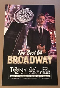 2012 TONY AWARDS Broadway WINDOW CARD Poster! NEIL PATRICK HARRIS! Mailed Flat!