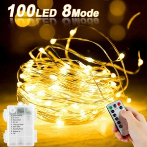 Lichterkette 100LED Weihnachtsbeleuchtung Fernbedienung Timer Innen Außen Deko - Bild 1 von 12