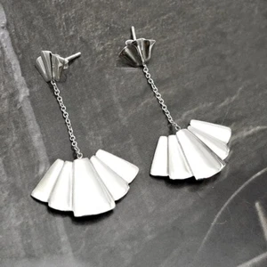Solid 925 Sterling Silver Hanging Chain Handmade Earrings Gift For Women Girls - Picture 1 of 3