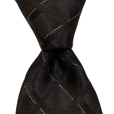 STAFFORD Men's Silk/Other Necktie 59 1/4" Designer Geometric Black/Gold EUC - Image 1 of 3