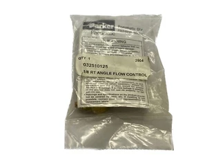 NEW IN BAG Parker 1/8” NPT Right Angle Flow Control 032510125 - Picture 1 of 5