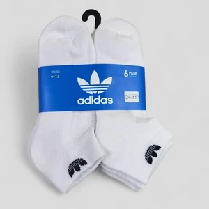 ADIDAS Mens Socks Low Cut Moisture Wicking 6 Pair Everyday Shoe Size 6-12 White - Picture 1 of 2