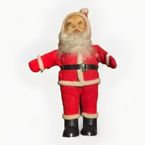 Vintage Santa Claus Standing Doll  Japan Rubber Face Flocked Felt 10” R. Dakin - Bild 1 von 10