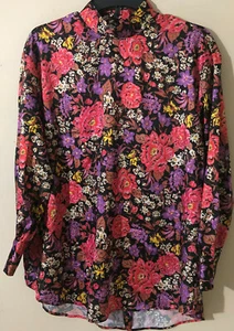 Zara Womens Tunic Long Shirt Blouse Floral Mock-Neck Long Sleeve Multicolor Sz S - Picture 1 of 6
