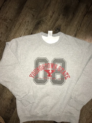 YOUNGSTOWN STATE PENGUINS Sweatshirt Crew Neck MEDIUM JERZEES Grey NCAA Logo Cover