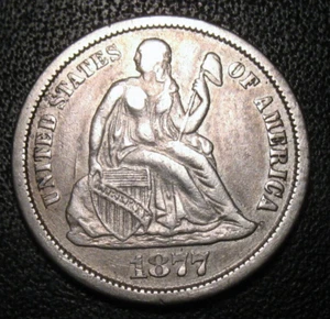 OLD US COINS SILVER 1877 CC HIGHGRADE LIBERTY SEATED DIME 10C - Picture 1 of 2