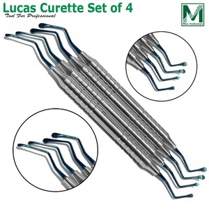 Dental Lucas Bone Curette Set of 4 Blue Surgical Dental Lab Instruments - Picture 1 of 7