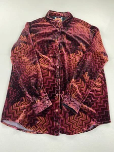 Johnny Was Los Angeles Velvet Zig Zag Pattern Top Button Up Long Sleeve S - Picture 1 of 11
