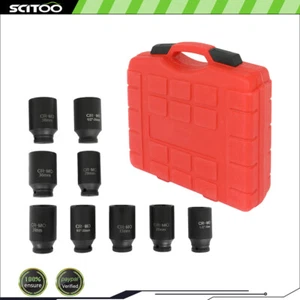 Deep Impact Socket Tool 9 Pcs/Set 1/2" Drive Metric Axle Hub Nut Socket 29-38mm - Picture 1 of 6