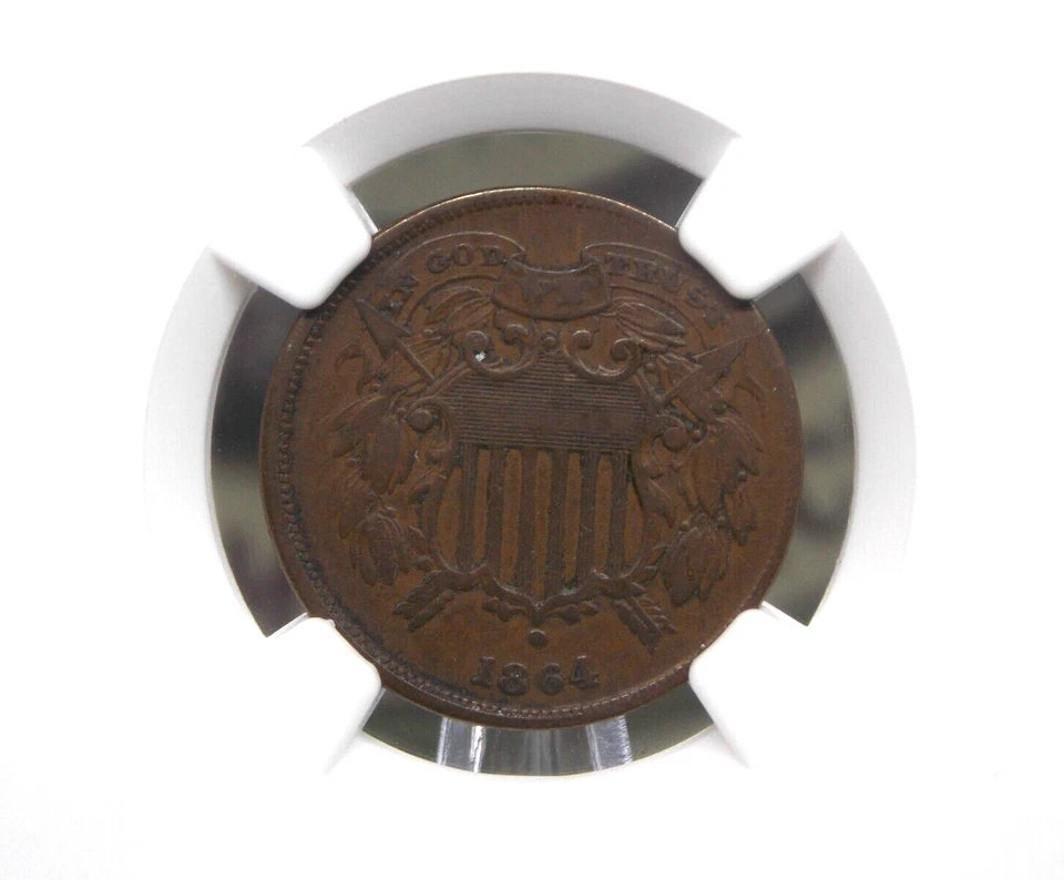 1864 Two 2 Cent Piece *SMALL MOTTO* 2c NGC VF30 BN #035 Very Fine *KEY* ECC&C - Image 1 of 4