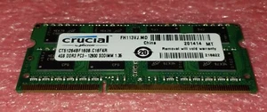 Crucial 4GB (1-Stick) DDR3 1600 PC3-12800 SODIMM Memory CT51264BF160B.C16FKR - Picture 1 of 2