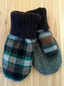 Handgefertigte 100 % Wolle Fäustlinge Up-Cycled Pullover/Anzug Neu Fleecefutter USA - Bild 1 von 3