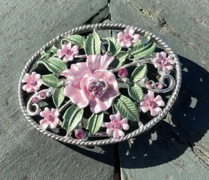 Rosa Blume Strass Emaille Gürtelschnalle - Bild 1 von 4