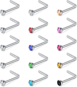 22G Anello Del Naso Borchie Vite Set Sottile 0,6 Millimetri in Acciaio Chirurgic - Foto 1 di 12