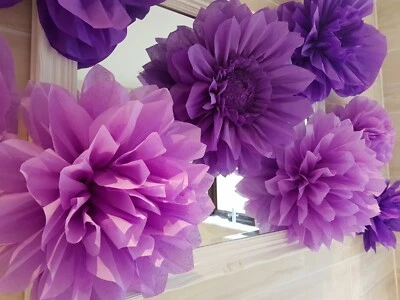 Mermaid unicorn frozen pom pom paper flower wall tissue decorations birthday  - Image 1 of 4