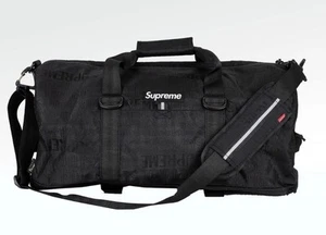 SUPREME Cordura Jacquard Logo Duffle Bag (SS19) Crossbody Shoulder Black SS19 - Picture 1 of 14