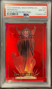 2024 MARVEL MASTERPIECES MEPHISTO '92 PLATINUM RED PMG #D 061/100 PSA 8 - Picture 1 of 2