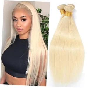 Human Hair Bundles Inch Straight Bundles Human Hair 10 12 14 Blonde Straight - Picture 1 of 8