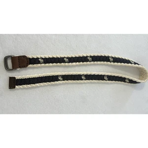 Cintura uomo Abercrombie & Fitch tela ricamata bordo in corda blu navy e panna - Foto 1 di 5