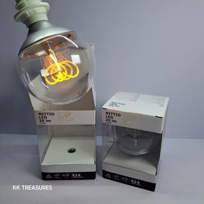2 x Ikea Nittio 1.8W LED E14 Decorative Light Bulb Silver Amber - 1 Sealed - Image 1 of 4