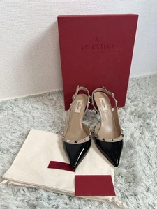 Valentino Riemchen Emaille Damen Pumps Heels Schwarz Lackleder Gr. 38,5 - Bild 1 von 24