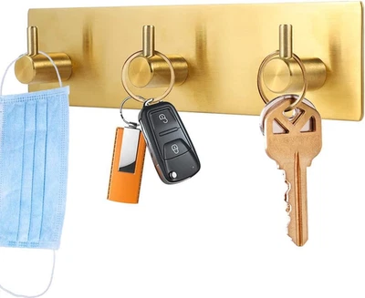 Porta-chaves para parede decorativo, ganchos de chave de aço inoxidável adesivo, cabide de chave - Imagem 1 de 4