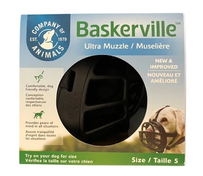 BASKERVILLE ULTRA MUZZLE - Diseño Humano Patentado, Transpirable, Perro 5, Negro  Foto 1 de 4