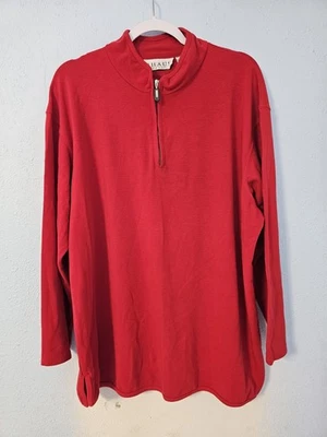 Chaus Women's Red Pullover Sweater  Quarter Zip Size 2X - Image 1 of 4
