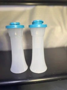 Tupperware Salt and Pepper Shaker Set, Airtight Lids, BPA-Free Teal Seals - Picture 1 of 3