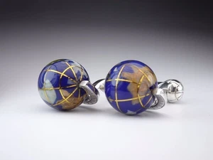 TATEOSSIAN Globe Silver 925 Lapis Lazuli White Pearl Shell Jade Men's Jewelry  - Picture 1 of 10
