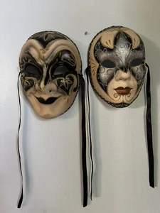 SIGNORA SERIA AND JOKER ALLEGRO CARNIVALE MASKS BY MAURIZIO BIANCHIN - Picture 1 of 9