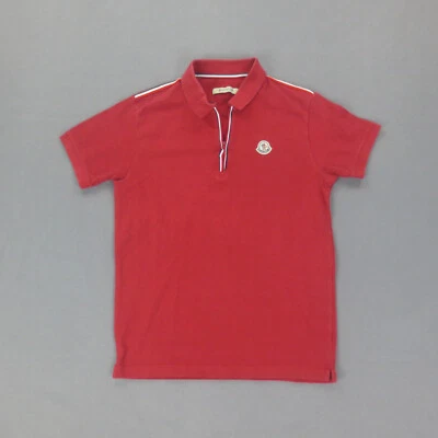 Polo 1/4 Zip Moncler L Rouge Coton Piqué Logo Old Money - Photo 1/4