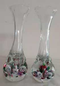 2 St Clair Paperweight Vases 7.7" Tall Vintage - Picture 1 of 24