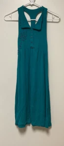 Unbranded Girls Youth Dress - Unknown Size Measurements Bellow - Teal w/ Flowers - Picture 1 of 4