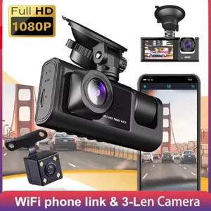 Cámara grabadora de video frontal/trasera/interior HD 1080P con sensor G de 3 lentes para tablero de automóvil - Imagen 1 de 18