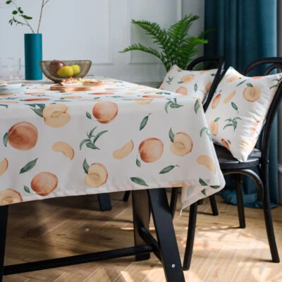 Waterproof Peach Fruit Print Table Cloth Tablecloth Cover Kitchen Dinner Decor - Image 1 of 4