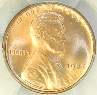 1927 P Lincoln Cent MS 66 RD PCGS BU Unc Red Wheat Penny NGC Registry 760 Bright - Image 1 of 4