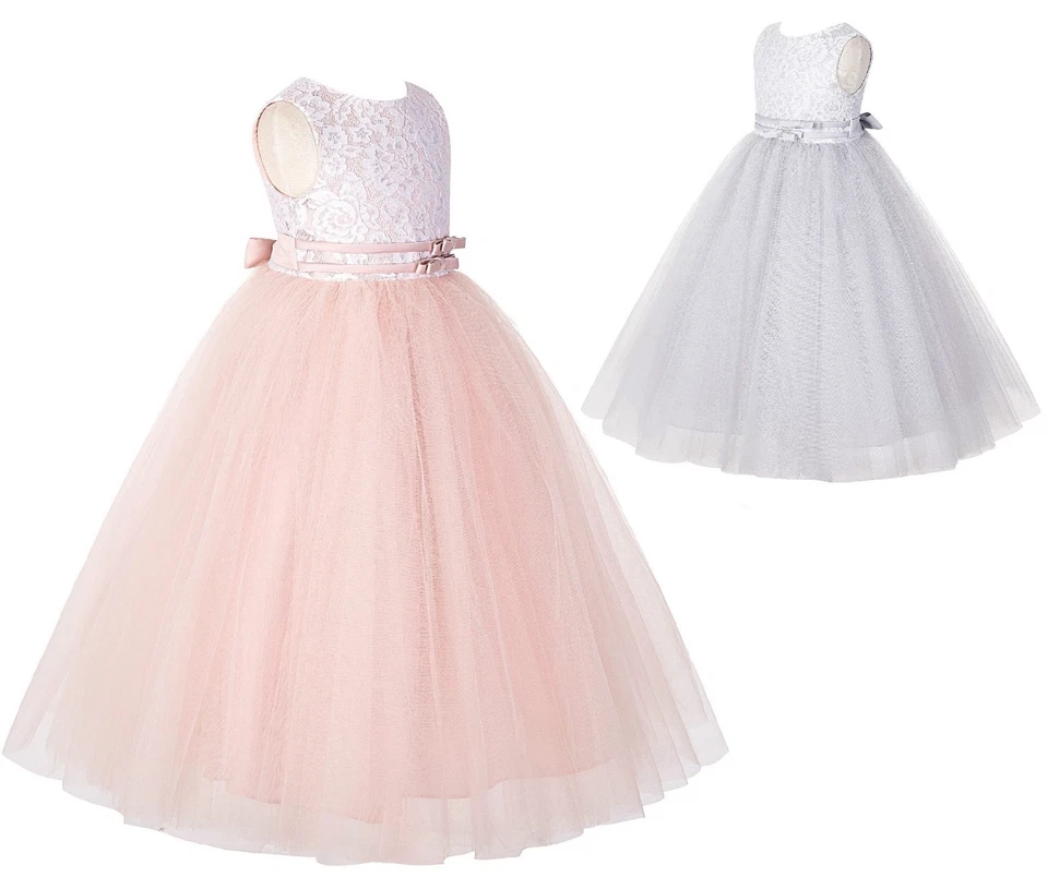 Encaje Tul Tutú Flor Niña Vestido Concurso Vestido Vestido de Baile Vestido Formal Navidad Foto 1 de 2