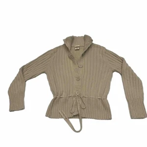 Cárdigan Suéter con Botones Gloria Desteñido Para Mujer’s L Algodón Beige Tejido con Cable Oficina - Imagen 1 de 9