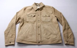 Banana Republic Men's Suede Snap Trucker Jacket LC7 Caramel Brown Large NWT - Picture 1 of 5