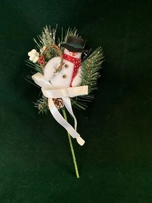 Snowman Sprig/Spray 12" Pine Wreath Christmas Decor - Image 1 of 4