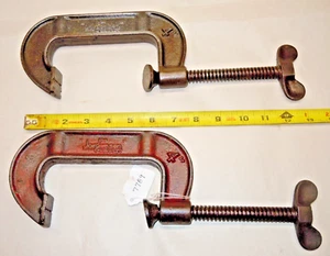 C Clamps, (2) Vintage JORGENSEN 4" C Clamps with Butterfly Knobs, USA - Picture 1 of 5