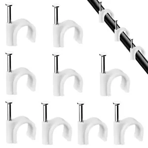 Cable Clips, 100 Pcs, 7mm, Wire Wall Clips with Steel Nails, Cable Management... - Picture 1 of 8