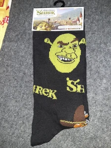 SHREK SOCKS 1 Pair of Shrek & Donkey Crew Socks for Men Shoe Sizes 6 - 12 NEW - Picture 1 of 1