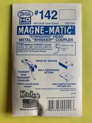 Neuf Échelle H0 Kadee N°142 Whisker Medium (9/32 ") Overset Shank (2 Paires) 4 - Photo 1/4